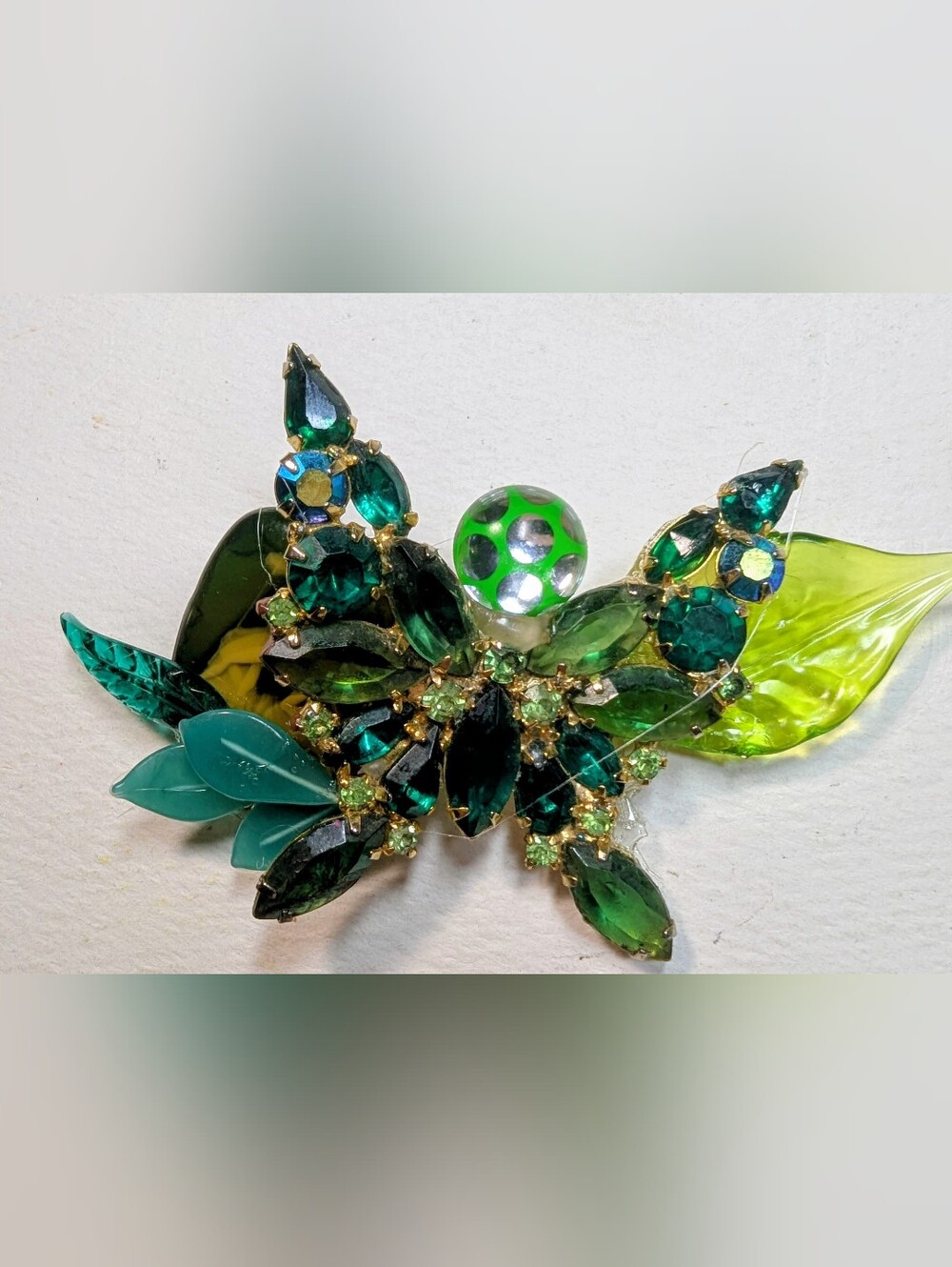Wendy Gell Beautiful Butterfly Roach With Transparent Green Leaves A Cameo .